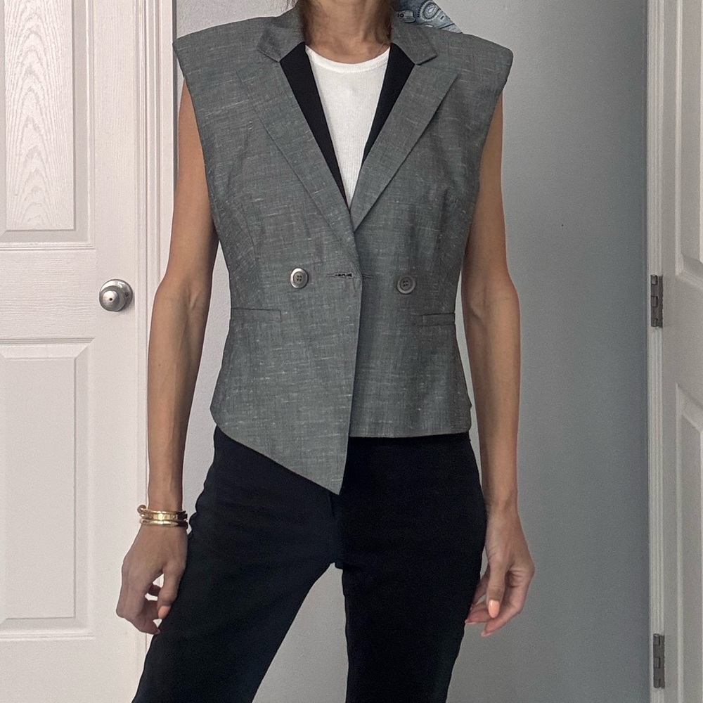 Bebe Charcoal Sleeveless Jacket